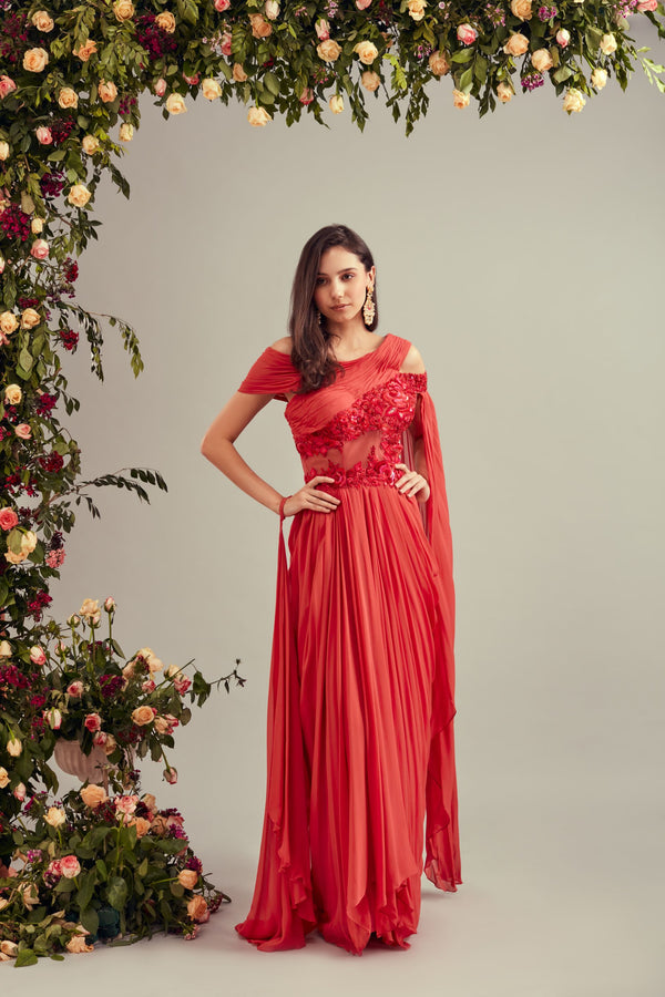 Coral Georgette Dress